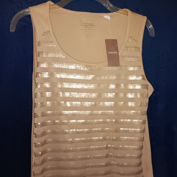 Sparkle & Shine! Gold Sequin Stripe Tank - NWT - Picture 1 of 3